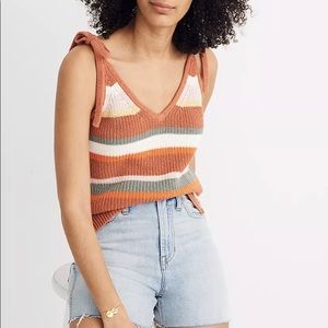 Madewell Striped Granfield Tie-Strap Sweater Tank, Sz L